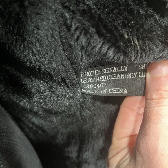 The Connection New York Genuine Leather Jacket Black Faux Fur Lined Size Medium - Picture 8 of 9